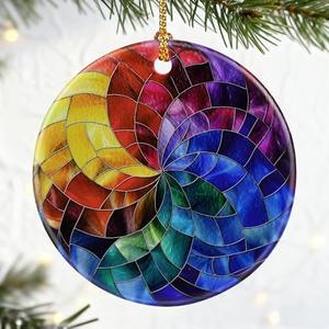 Rainbow Spiral Ornament, Christmas Ornaments, Christmas Decorations for Tree, Colorful Holiday Decor Gifts for Friends & Art Lovers, Gift Exchange & Gift Idea, Giftbox Included Pack of 2