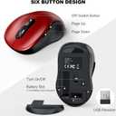 WisFox 2.4G Wireless Mouse for Laptop, Ergonomic Computer Mouse with USB Receiver and Type-C Adapter, 6 Button Cordless Mouse Wireless Mice for Windows Mac PC Notebook (Red)