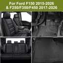 IKABEVEM Seat Covers & Original Floor Mats Set Fit for Ford F150 / F-150 Lightning 2015-2026 Super Crew Cab (Not Fit Rear Seat with Under-Seat Fold Flat Storage Model)