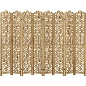 Casaphoria 8 Panels Room Divider, Folding Screen Room Divider with Copper Coin Pattern for Home Office, Restaurant and Bedroom, Paulownia Wood, 127" W x 67" H (Natural)