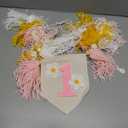 Daisy 1st Birthday Highchair Banner, Groovy Hippie Banner Daisy Boho Tassel, Boho Girls Dreamy Daisies Banner for Boho Daisy Theme First Birthday Party Decoration and Photo Props (Pink)