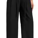 FUNYYZO Wide Casual Pants Women's High Elastic Waisted Business Work Trousers Long Pants J-Black (Black)