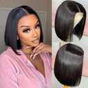 Bob Wig Human Hair 13x4 HD Lace Front Wigs Human Hair 8 Inch Glueless Transparent Lace Frontal Bob Wigs Brazilian Short Bob Pre Plucked with Baby Hair Wig for Women