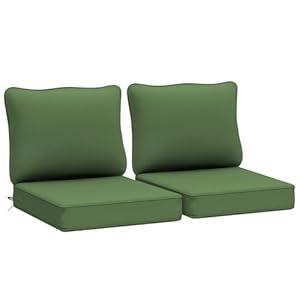 AAAAAcessories Outdoor Deep Seat Cushions, Waterproof, Fade-Resistant Patio Furniture Replacement Cushions, 24" x 24" x 5", Set of 2, Black (24x24-19'' Mid Back-2 Count)
