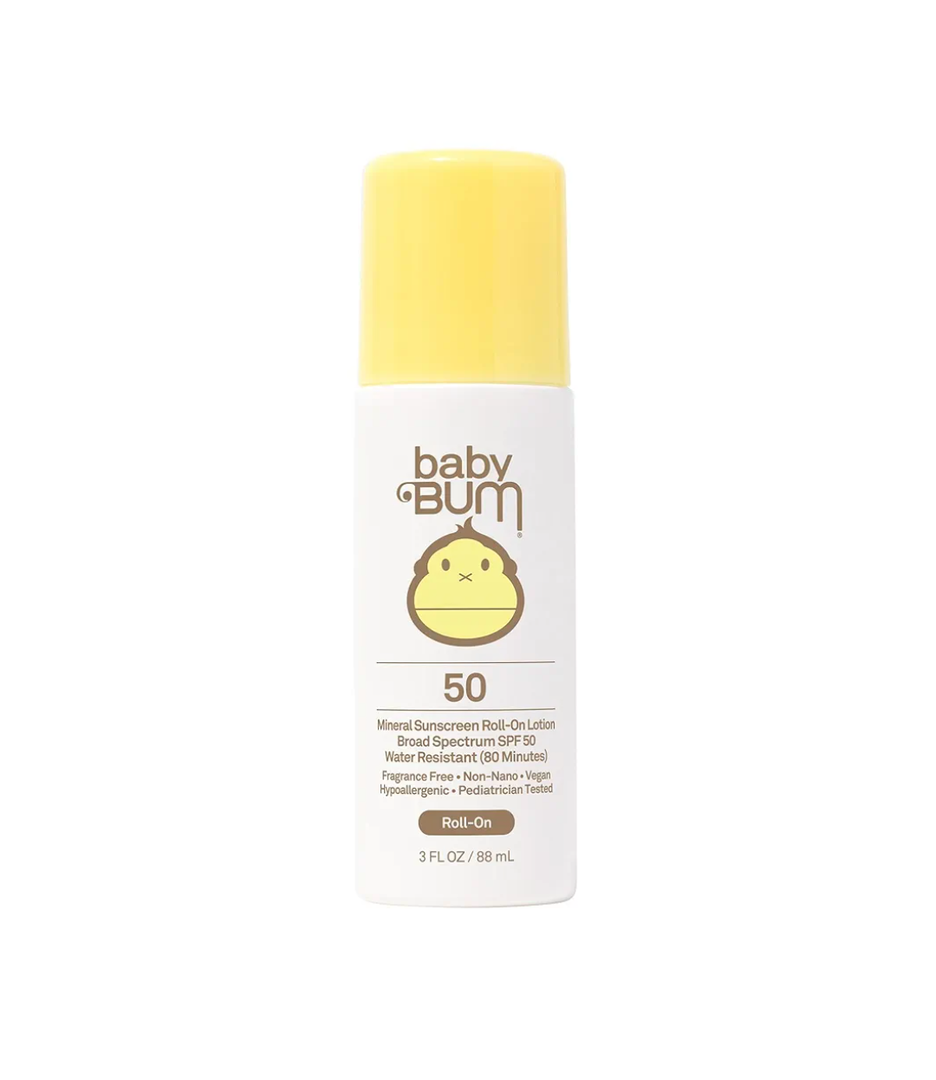 Sun Bum Baby Bum Mineral SPF 50 Roll-On Sunscreen - Vegan and Hawaii 104 Act Compliant (Without Octinoxate & Oxybenzone) - Broad Spectrum Moisturizing UVA/UVB - Roller Ball Sunscreen Lotion - 3 oz