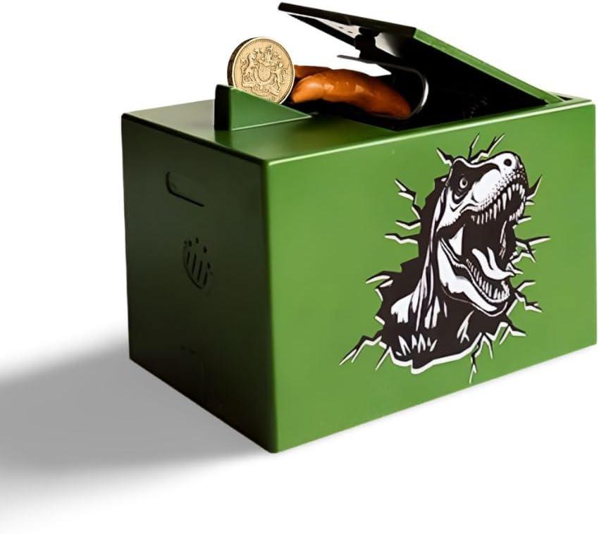 Dinosaur Claw Money Bank, Funny Ghost Hand Coin Box Terrible Stealing Coin Bank Dinosaur Money Saving Box Dino Surprise Piggy Bank (Green)