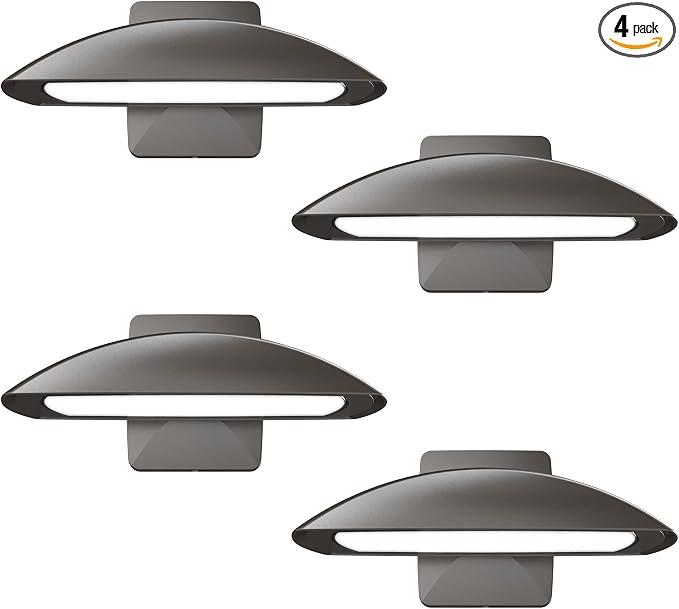 LED Outdoor Flood Light with Dusk to Dawn Photocell 75W Outdoor Security Light for Gardens Yards UL Listed 4000k Residential Full Cutoff Wall Pack 180° Adjustable Knuckle 8400LM Dark Bronze 4 Pack