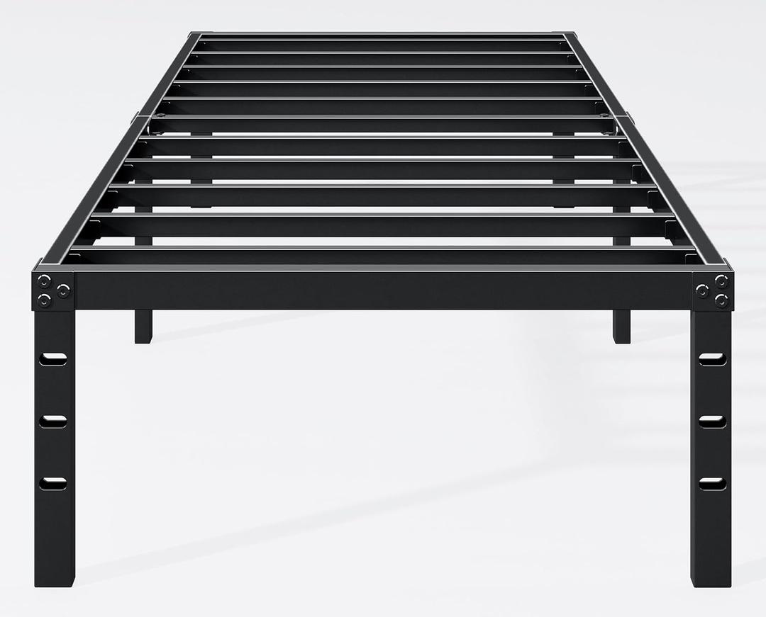 14 Inch Twin Bed Frame - Sturdy Metal Platform Twin Size, No Box Spring Needed, Heavy Duty, Easy Assembly, Strong Bearing Capacity, Under Bed Storage, Black