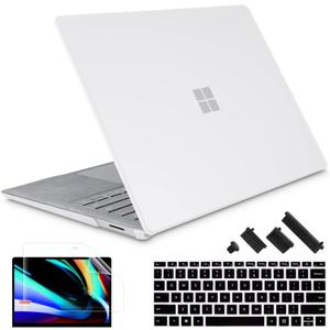 May Chen Case for 13.5" Microsoft Surface Laptop 3/4/5 with Alcantara Palm Rest Model 1867 1958 1950 (2019 2021 2022), Plastic Hard Shell Case with Keyboard Cover + Screen Protector, Matte Clear