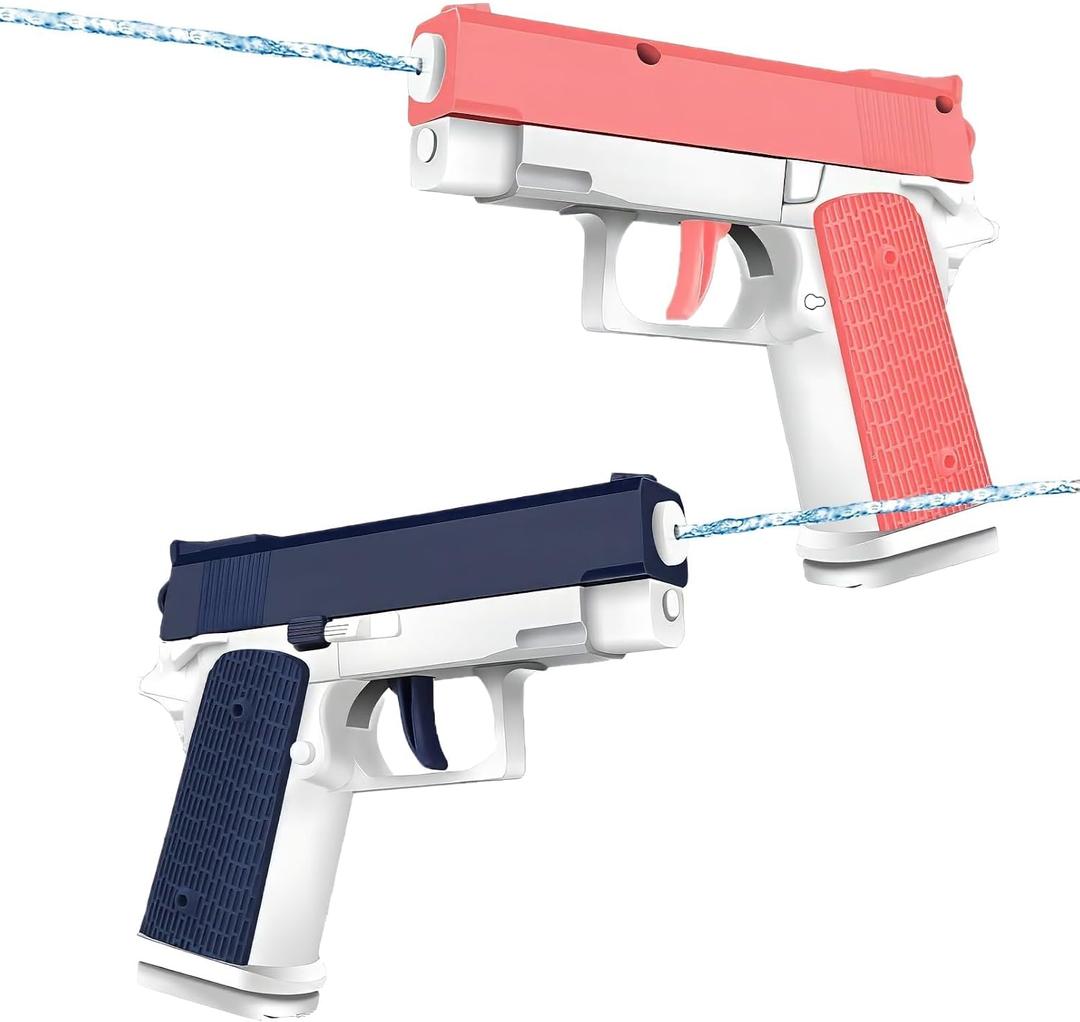 Cool Small Manual Water Guns 2 Pack - Super Squirt Water Pistol Toys for Kids&Aldult, Summer Outdoor Beach Pool Play, No Battery Needed, Aldult Boys Girls Gifts (Blue-MSG-HYTP)