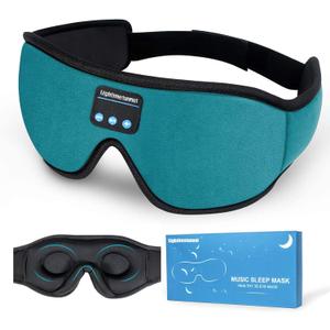 Sleep Headphones, 3D Bluetooth Sleep Mask, Washable Sleeping Headphones with Ultra Thin Stereo Speakers Microphone Hands Free for Insomnia Travel (1 Count (Pack of 1), Cyan)