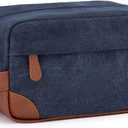 Vorspack Toiletry Bag Hanging Dopp Kit for Men Water Resistant Canvas Shaving Bag with Large Capacity for Travel - Navy Blue (Medium)