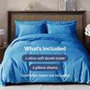 Duvet Cover Full Size Set - Extra Soft Full Duvet Cover 80" x 90" with 2 Pillow Shams - Hotel Luxury, Easy Care & Fade Free w/ Zipper Closures & Ties - All Season, Comfy and Breathable (Royal Blue)