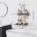 KEGII Shower Caddy Hanging for Handheld Showerheads, Rustproof Hanging Shower Organizer with Soap Dish, Toothbrush Holder and Hooks, Over Showerhead Caddy for Bathroom