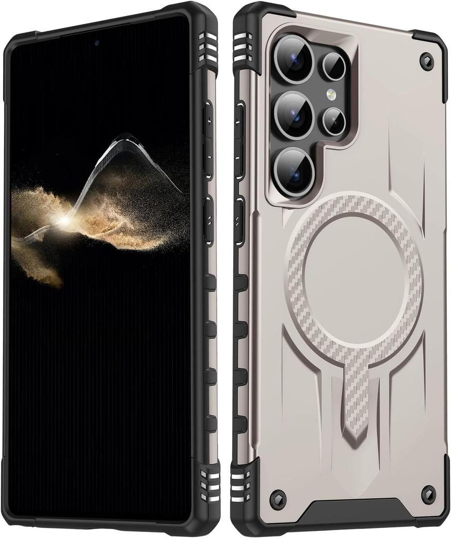 for Samsung Galxy S25 Ultra Case.Hard Phone Cover with Strong Magnetic Heavy Duty Protection.Reinforcement of The Four Corners.Anti-Slip Anti-Fingerprint (Gold, S25 Ultra)