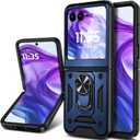 Designed for Motorola Razr+ (Plus) 2024 Case [Not fit Razr 2024], [16FT Military Grade Drop Tested] Full-Body Protective Magnetic Car Mount Ring Cover Case (Blue)