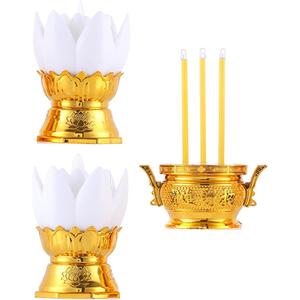 Uonlytech Led Lotus Lantern Ornament Electronic Incense Burner Safe Flameless Buddhist Lamp for Home D Cor Bedroom Living Room Ritual Use