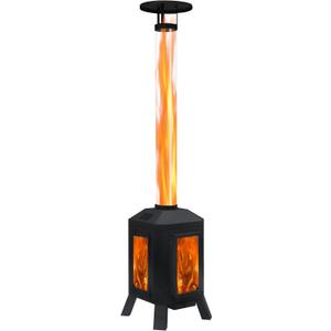 Wood Burning Patio Heater with Glass Viewing Window, Glass Tube, Fire Pits for Outside Wood Burning, Outdoor Fire Pit for Backyard, Patio
