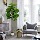 Artificial Fiddle Leaf Fig Tree 6FT - Large Fake Tree with White Planter, Tall Faux Ficus Lyrata Tree Floor Plants for Indoor Home Decor Office Living Room Housewarming Gift, 1Pack