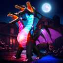 8 FT Tall Halloween Inflatables Dragon Outdoor Decorations Blow Up Yard Three-Headed Dragon with Built-in LEDs for Lawn Garden Holiday Indoor Party Decor