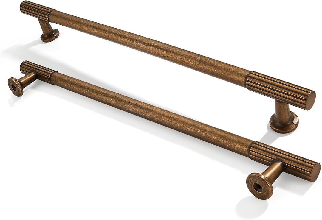 10-Pack 8 Inch Hole Center Antique Brass Cabinet Pulls Solid Heavy Duty Cabinet Pull is Suitable for Drawers Dressers Handles Kitchens Bathroom cabinets
