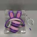 Bluetooth Noise Cancelling Headphones for Kids,Foldable Cat Headphones with LED Light Up Ear,Cat Ear Headphones for Toddler with Microphone/TF Card,Kids Bluetooth Headphones (Rabbit Purple)
