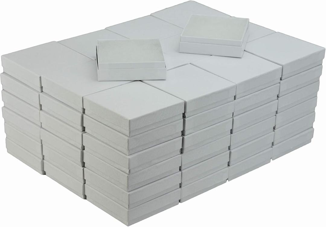 JPB White Swirl Cotton Filled Jewelry Box #33 (Case of 100) 3.5 inches x 3.5 inches