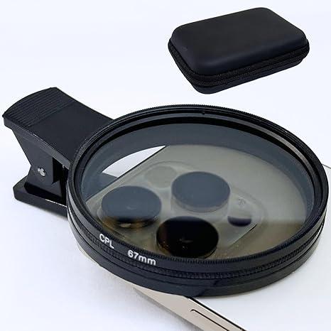 67mm Clip-on CPL Phone Camera Lens Filter, Polarized Camera Lens Filter CPL Filter for iPhone 16 15 Pro Max Plus 14 13 Pro Max Mini 12 11 X XS Galaxy