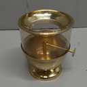 Pure Brass Akhand Jyot Diya with Borosilicate Glass Cover - Medium Size Adjustable Wick Lever 250ml Oil Capacity 48-Hour Burn Time Authentic Oil Lamp for Prayer and Meditation - Gold