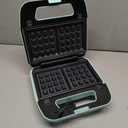 Baker’s Friend 3 in 1 Mini Waffle Maker with Removable Plates, Mini Pancake Maker, Grilled Cheese Maker, Breakfast Sandwich Maker Press, Indoor Grill, Belgian Waffle Maker, Aqua