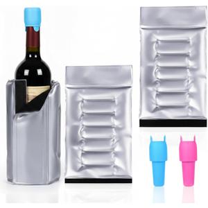 Wine Bottle Cooler Sleeve, Reusable Ice Wine Chiller for 750ml Bottles, Flexible Gel Ice Pack, Keep Wine Cold for Travel, Picnic Party