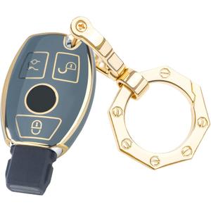 YHC Key Fob Cover for Mercedes Benz Car Key Case Shell with Keychain fit C E S M CLS CLK G Class