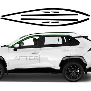 Side Window Trim Chrome Delete Vinyl Wrap Overlay fit for 2019 2020 2021 2022 2023 2024 2024 2025 Toyota Rav4 Accessories with Blackout Film Gloss Black Kits