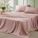 Bedsure Queen Sheet Set - 4 Pieces Soft Queen Size Sheets - Breathable & Cooling - Hotel Luxury - Easy Care Polyester Microfiber Bedding for Women, Men, Dusty Pink