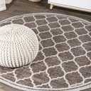 JONATHAN Y Moroccan Trellis Indoor Outdoor Round Area Rug 3 Ft Espresso/Taupe, Trebol Textured Weave for Backyard, Patio, Porch, Easy-Cleaning, High Traffic, Pet-Friendly, Non-Shedding (SMB109B-3R)