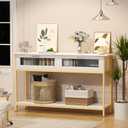 Aetheris 47" Console Table with 2 Drawers, 2 Tier Sofa Table with Storage,Entryway Table, Industrial Console Table for Entryway, Sofa Table Behind Couch for Living Room (White)