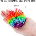 Leinuosen 12 Pieces Stringy Balls Sensory Stringy Ball Soft Rainbow Pom Bouncy Stress Bags Basket Stuffers Fillers Graduation Party Favors Birthday End of Year Gifts, Multicolor (2.75 Inch)