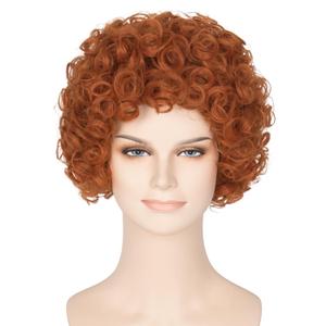 Miss U Hair Women Short Curly Red Orange Wig Halloween Cosplay Costume Wig