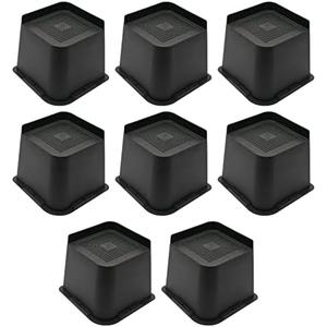 MYMULIKE Bed Risers 4 inch,6 inch, 8 inch, Oversized Furniture Risers, Support Up to 6000 Lbs, Lift 4 inch for Couch, Sofa, Table,Chair Black 8 Pack