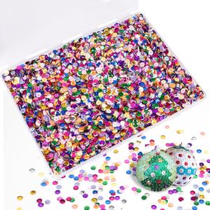 CCINEE 6MM Loose Sequins, Bulk 12 Assorted Color 20000PCS Rainbow Round Cup Sequins Embroidery Spangles with Holes for Sewing Craft Nails Decorations Art DIY