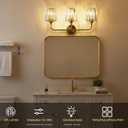 Bathroom Light Fixtures, Modern Vanity Light with Crystal Glass Shade, 3-Light Lighting Fixtures Over Mirror, Wall Light Lamp E26 Socket Vanity Light for Bathroom, Powder Room, Hallway