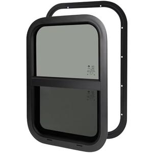 NOVINO RV Windows for Cargo Trailer, 15" W x 22" H RV Camper Cargo Trailer Windows Replacement, Vertical Sliding,Fit 15/16" or 1-3/8" Thick Wall,Allow Error 1/16”,DOT Approved