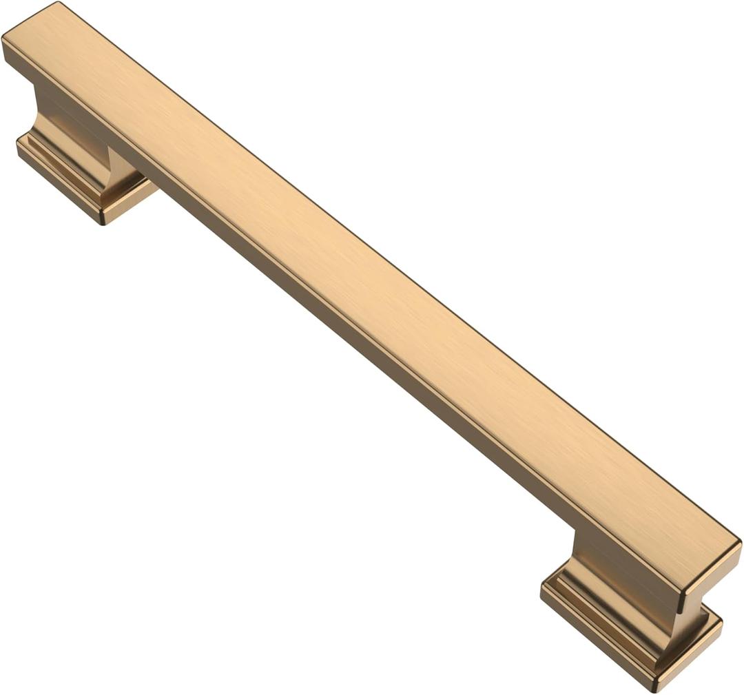 Alzassbg 5 Pack Champagne Bronze Cabinet Pulls, 5 Inch(128mm) Hole Centers Kitchen Cabinet Handles for Cabinets and Drawers AL3061TGP