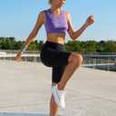 RUNNING GIRL Sports Bras for Women High Support,Seamless Ribbed Longline High Neck Sports Bra Racerback Padded Crop Top Yoga (L)