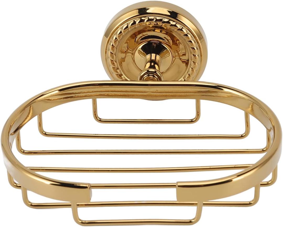 Shower Soap Dish, Gold Soap Dish Wall Mount Soap Holder Shower Soap Basket Sponge Holder Luxury Bathroom Hardware with Screws