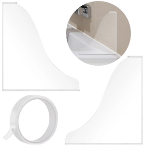 2 PCS Shower Splash Guards, Removable Bathtub Water Splash Guards, Acrylic Tub Corner Guard Boards, Clear Home Bathtub Guards with Adhesive Tape