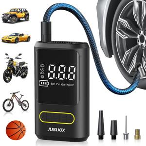 Tire Inflator Portable Air Compressor, Electric Bike Pump with Digital Pressure Gauge, 150 PSI Cordless Air Pump for Car Tires, Motorcycle, Bicycle, Ball with Auto Shutoff, LED Light (Small)
