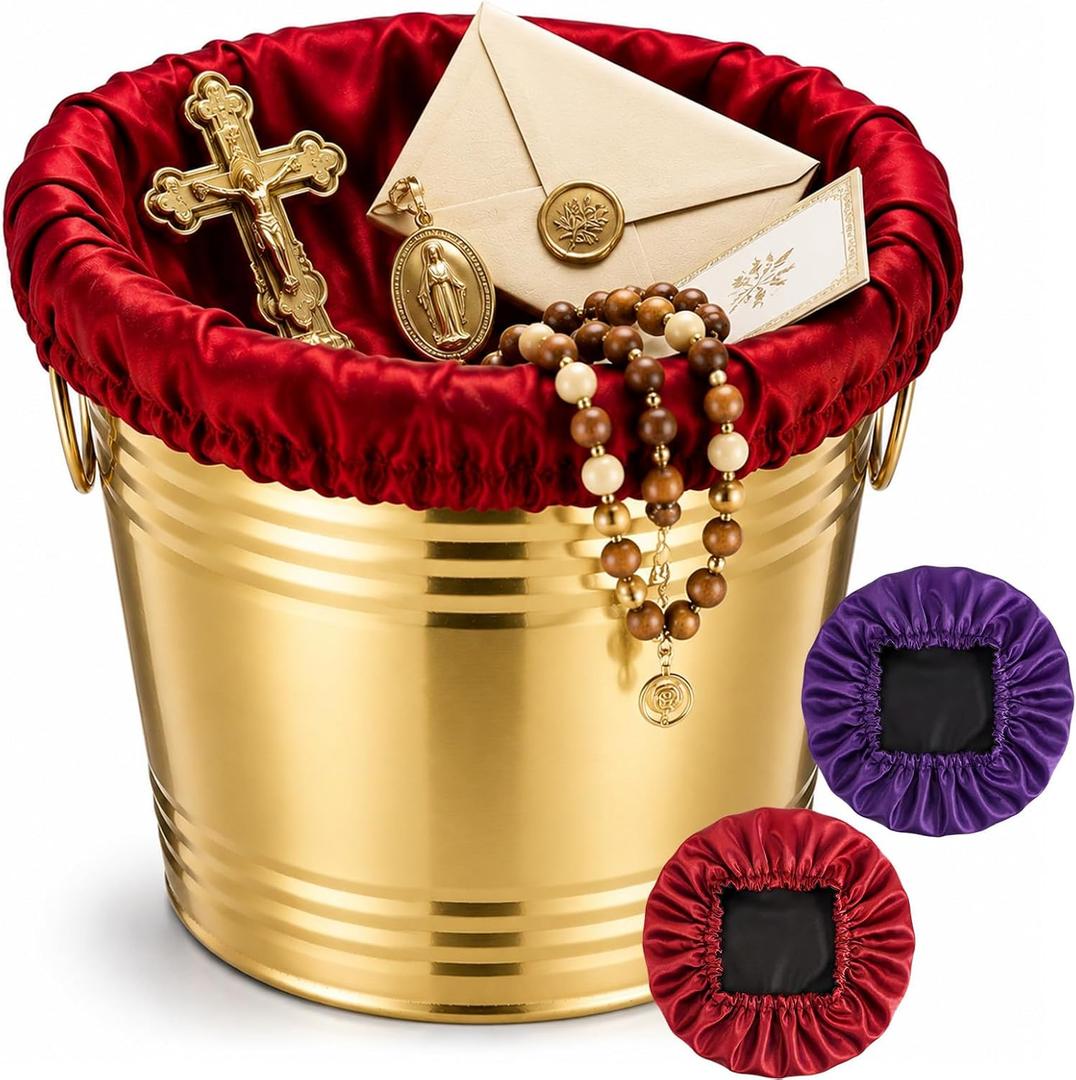 Zhehao 1 Pcs Large Offering Pot for Church Offering Pot with Removable Liner Prayer Ritual Bowl Tithes and Donations Smudge Basket for Church Communion Supplies (Novel)