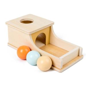 Busy edition Montessori Toys for Babies 6-12 Months Object Permanence Box Wooden Ball Drop Toy Play for 6 Month 1 2 3 Year Old Toddlers Infant Early Age Toy (Middle, Orange/Yellow/Light Blue)