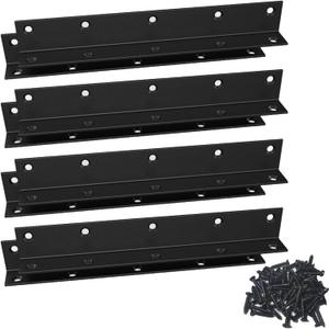 L Bracket,Heavy Duty Corner Brace,Stainless Steel Corner Bracket,Black Large Angle Brackets, Metal Braces for Wood Aufuga (4, 8x1x1)